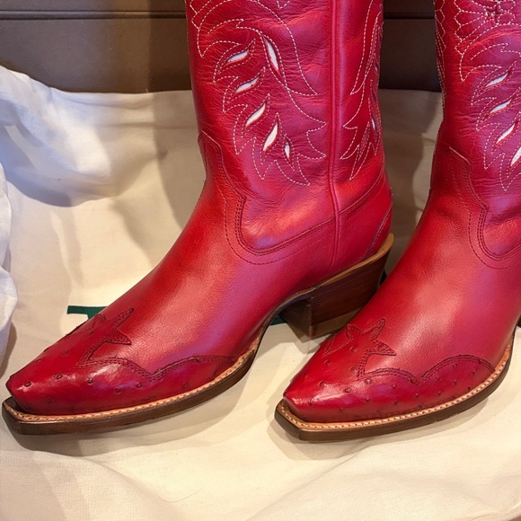 NWT Tecovas Annie Eagle Americana Red Cowboy Boots - Picture 6 of 8